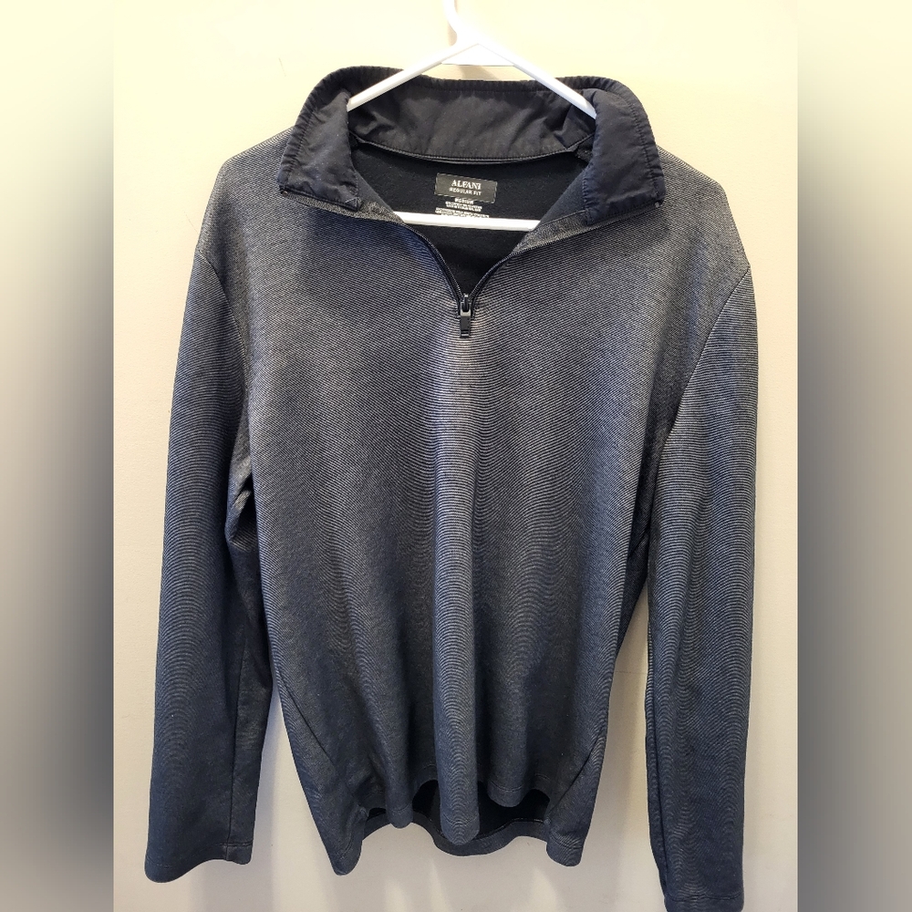 Alfani Charcoal Gray Regular Fit 1/4 Zip Pullover Cotton Sweater Men's Medium